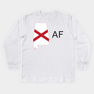 Alabama Flag State Outline AF (black) Kids Long Sleeve T-Shirt